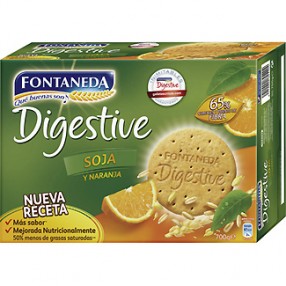 FONTANEDA DIGESTIVE Galletas con soja y naranja paquete 700 grs